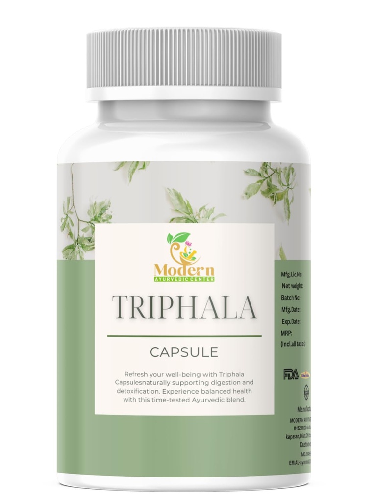 Triphala Capsules 120 untuk Dukungan Digesik, Imune Boost & Antioksidant Benefit 100% Herbal Blend Amla, Haritaki & Bibhitaki Proposes Gut Health (120 Capsule)