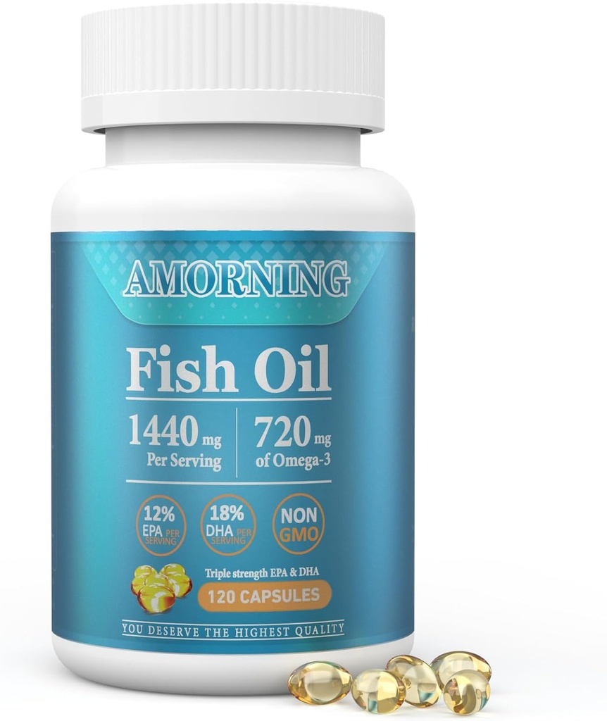 Fish-Oil Omega3- EPA DH- Pengaruh-Softgels - 120Capsules 1440 mg per Serving Mini Size Heally Heart Duty Acids Membantu Mempertahankan Tingkat Triglyceride sehat