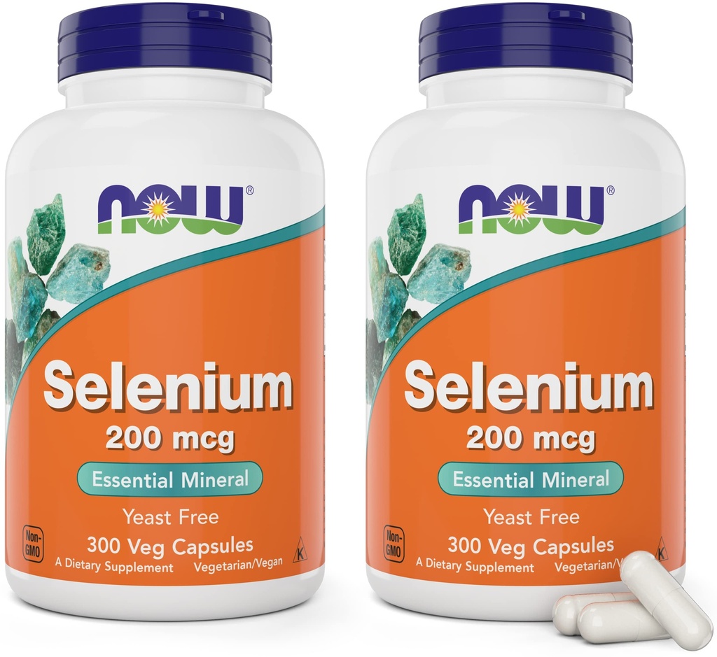 Sekarang Selenium 200mcg Capsules, 300 Count (Pack of 2) - L Selenomethionine Mineral Suplemen Perempuan & Men - Veg Caps, Non- GMO, Vegan Friendly, Yeast- Free