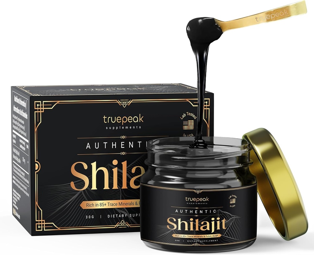 Himalaya Shilajit Resin - Golden Grade, US-Lab Verified & Tested, 500 mg Maximum Potency, 85 Trace Minetal dengan Fulvic & Humic Acid, Energi & Imune Dukungan, 30g