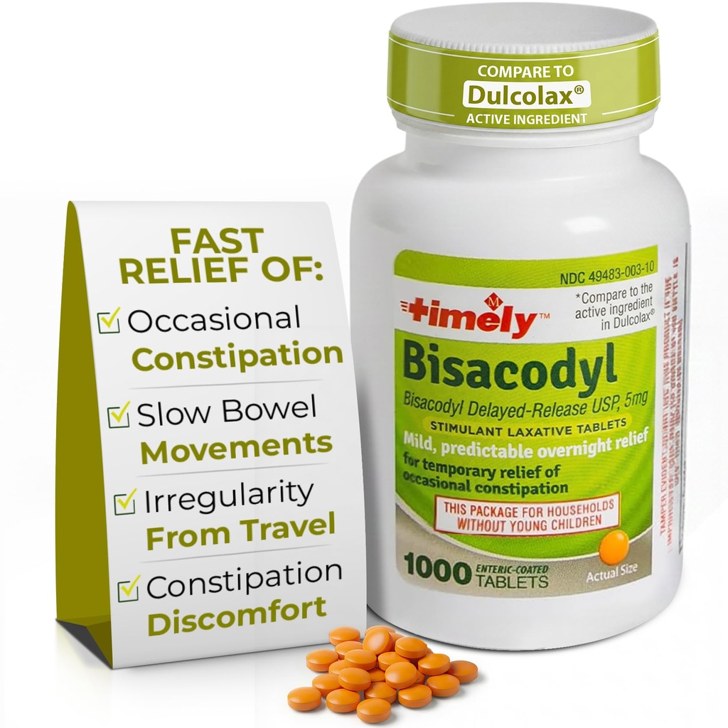 Laxetive Laxative Bisaseyl 5mg Tablet - Stimulant Laxatives for Constipation Fast & Gentle - Overnight Constipation Relief for Dewasa -1000 Tablet