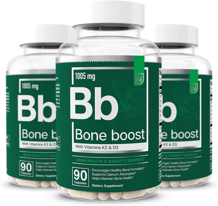 Suplemen Kesehatan Bone Boost - Pendukung Tulang dan Tambahan Kalsium dengan Vitamin D 3, K2, Cescers Quadrangularis untuk Kekuatan Tulang - 270 Kapsul (Persediaan Hari 90) (3- Pack)