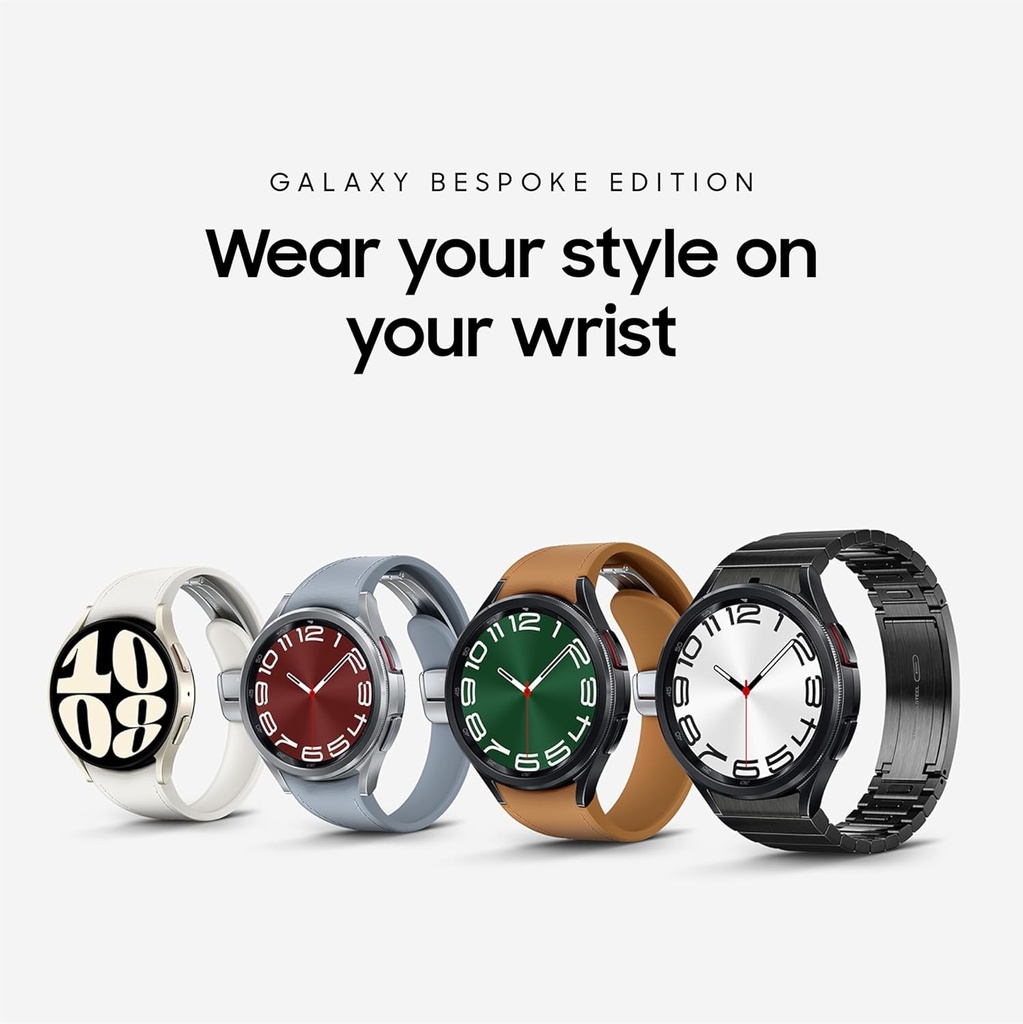 Galaksi SAMSUNG Watch 6 Bespoke Edition 47mm Exclusive Bluetooth Smartwatch, Health, Fitness, Sela, HR Tracker, Impored Battery, Sapphire Crystal Glass, US Versi, Band Black D-Buckle, Hybrid Camel