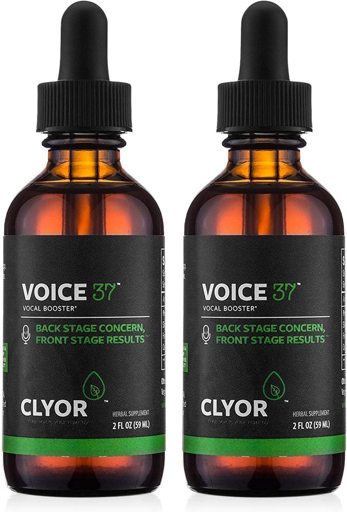 CLYOR Voice37 - Singers Voice Remedy - 2 Pack All Natural Herbal Vocal Booster Formula ke Lubricate Soothe and Relieve Hoarseness Dry Itchy Throat - Enhance Singing and speaking - 2 oz - VOICE37