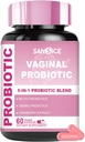 Vaginal Propotic Suplement for Women, 70mg Women V- Probiotic Blend (6B CFU), Lacrosillus with Prebiotic & Cranberry Extract for Vaginal Odor, pH Saldo, Organic Prebiotic Suplemen (60 Capsules)