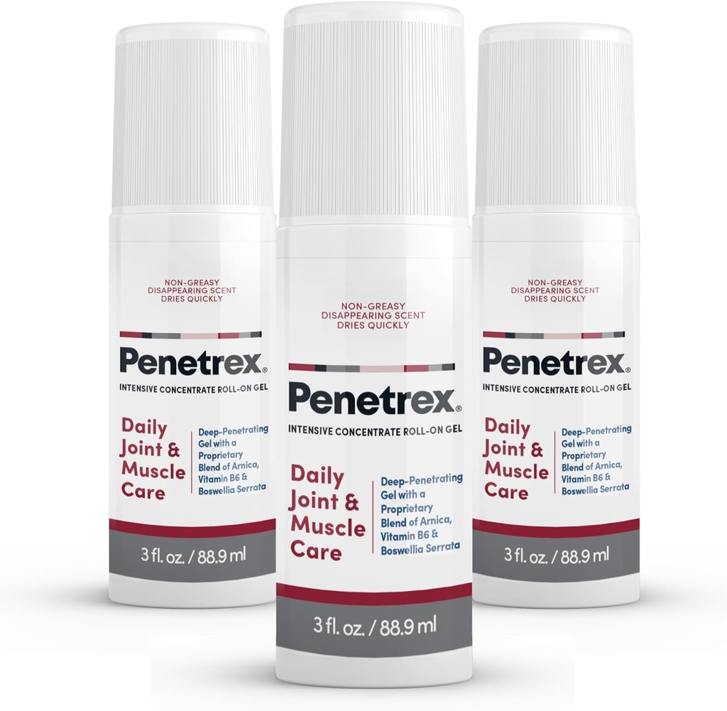 Penetrex Bersama & Terapi Muscle - Sothing Gel untuk Back, Neck, Hands, Feet - Premium Whole Body Gosok dengan Arnica, Vitamin B6 & MSM - 3oz Roll On Gel (3- Pack)