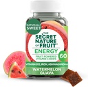 The Secret Nature of Fruit Chews, Real Fruit Pounced Vitamin Chews with Vitamin B12, Iron, Ashwagandha, Watermelon & Guava for Long Lasting Energy (60 Count), Pink