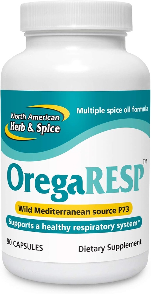 Amerika Utara Herb & Spice OregaResp - 90 Veggie Capsules - Ammune & Respiratory Health - Cumin, Sage, Oregano Oil - Aman untuk Anak-anak & Pets, Non- GMO - 90 Total pelayan