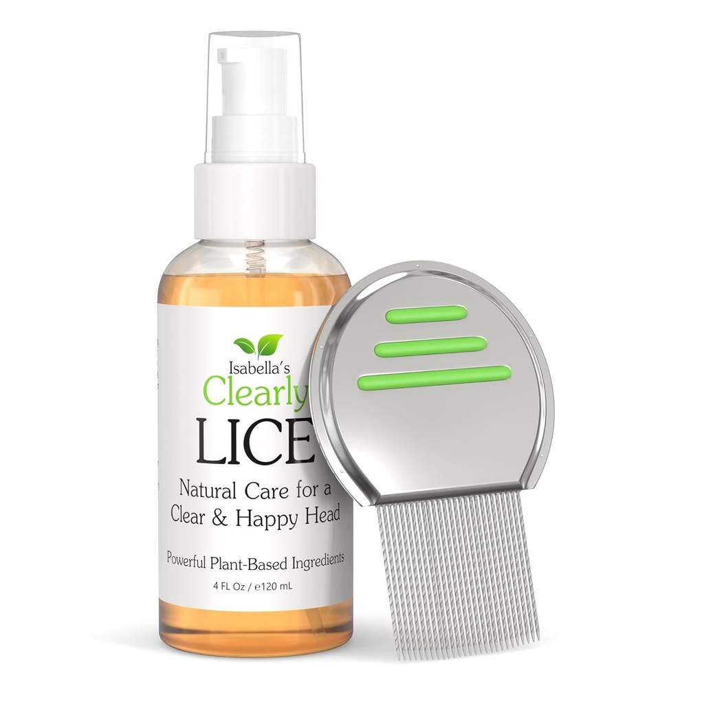 Isabella 's Clearly LICE, Blend of Natural and Esculity Oils 124; Non Toxic Scalp Oil for Lice and Nits with Metal Nit Comb (Included) Neem, Rosemary, Cedarwood 124; untuk Dewasa dan Anak-anak di Amerika Serikat