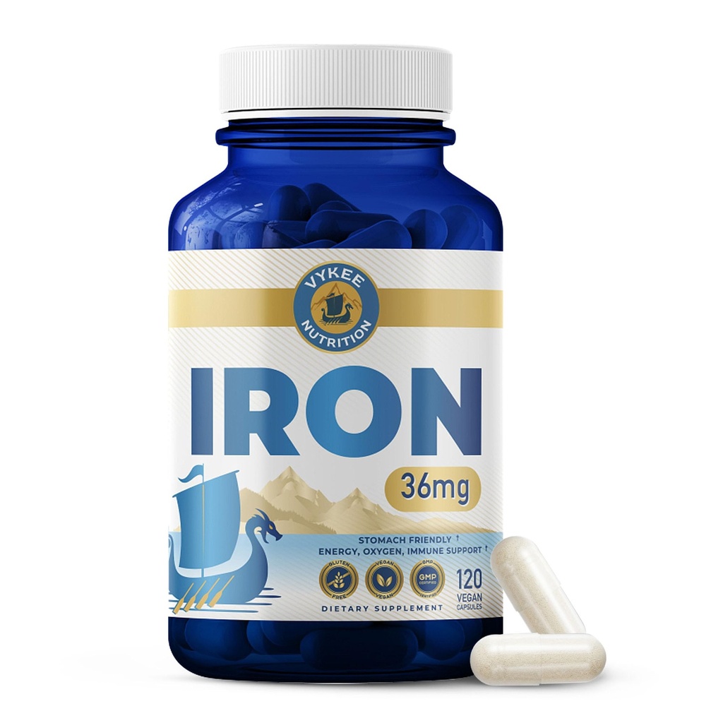 Iron Suplemen - 36mg Iron (sebagai Bisglycinate): Absorpsi Tinggi 124; Penambahan Lembut Pada Perut 124; Vegan, Non-GMO 124; Menyediakan Energi, Formasi Sel Darah Kelahiran & Darah Merah 124; 120 Kapsul