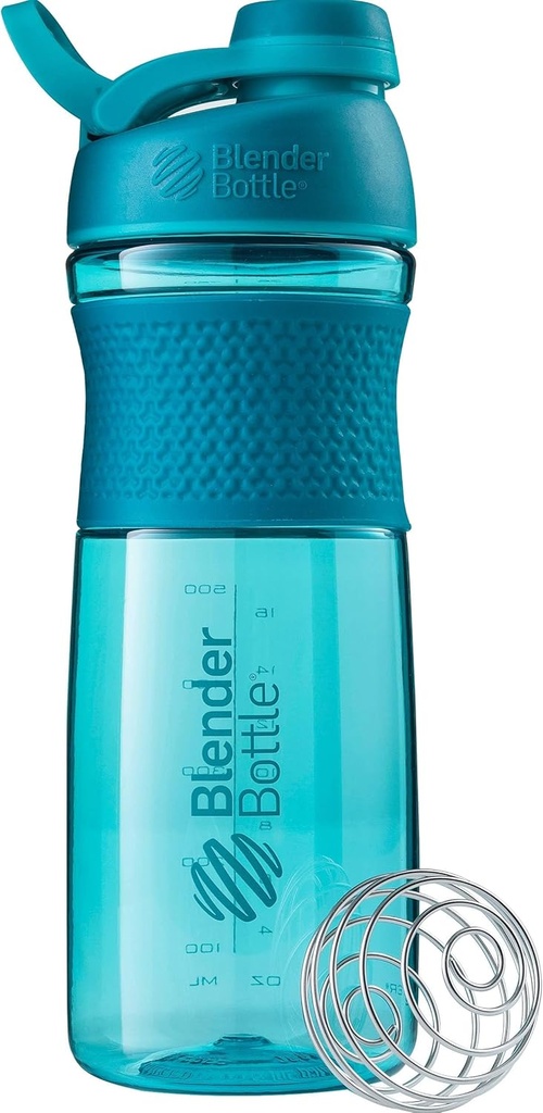 BlenderBottle SportMixer Shaker Bottle Perfect for Protein Shakes and Pre Workout, 28- Ounce, Teal