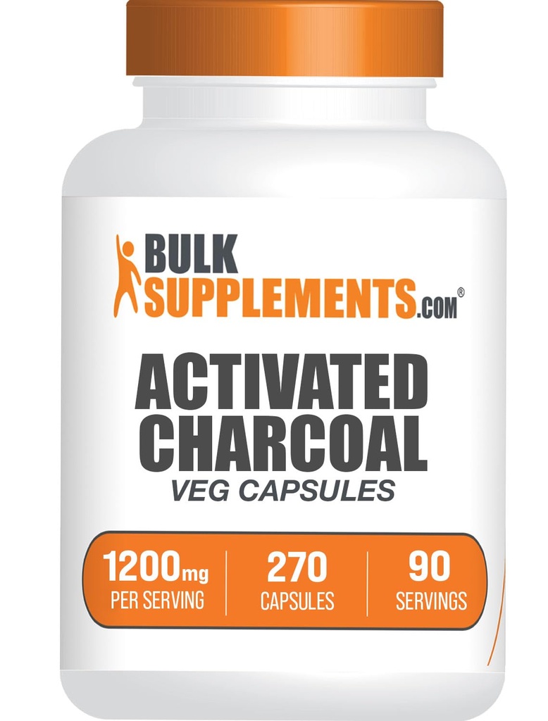 BulkSuplements.com Activated Charcoal Capsules - Coconut Arang, Activated Charcoal for Kidney Dupport, Activated Charcoal Dolls - Vegan, 3 Capsules per Serving (1200mg Capsules), 270 Veg Capsules
