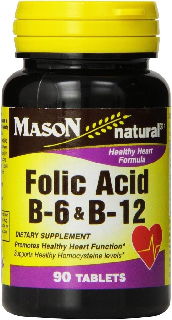 Mason Natural Folic Acid, B-6 & B-12 Tablet 90 ea (Paket 2)