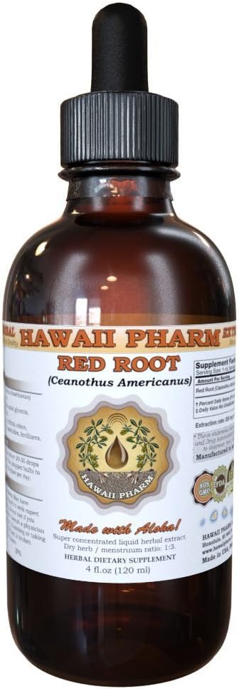 Red Root Liquid Extract, Red Root (Ceanothus Americanus) Tincture, Herbal Suplemen, Hawaii Pharm, Dibuat di USA, 2 fl.oz