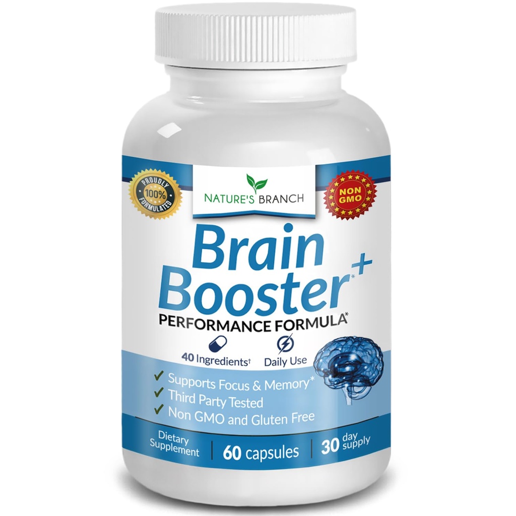 Tambahan 40-in- 1 Brain Booster untuk Fokus, Memori, Kejelasan, Energi 124; Vitamin Lanjutan ditambah eBook 124; untuk Pria & Women, Kognitive Fungsi Nootropic Dukungan dengan DMAE, Mind Kesehatan Formula 124la; 60 Capsules