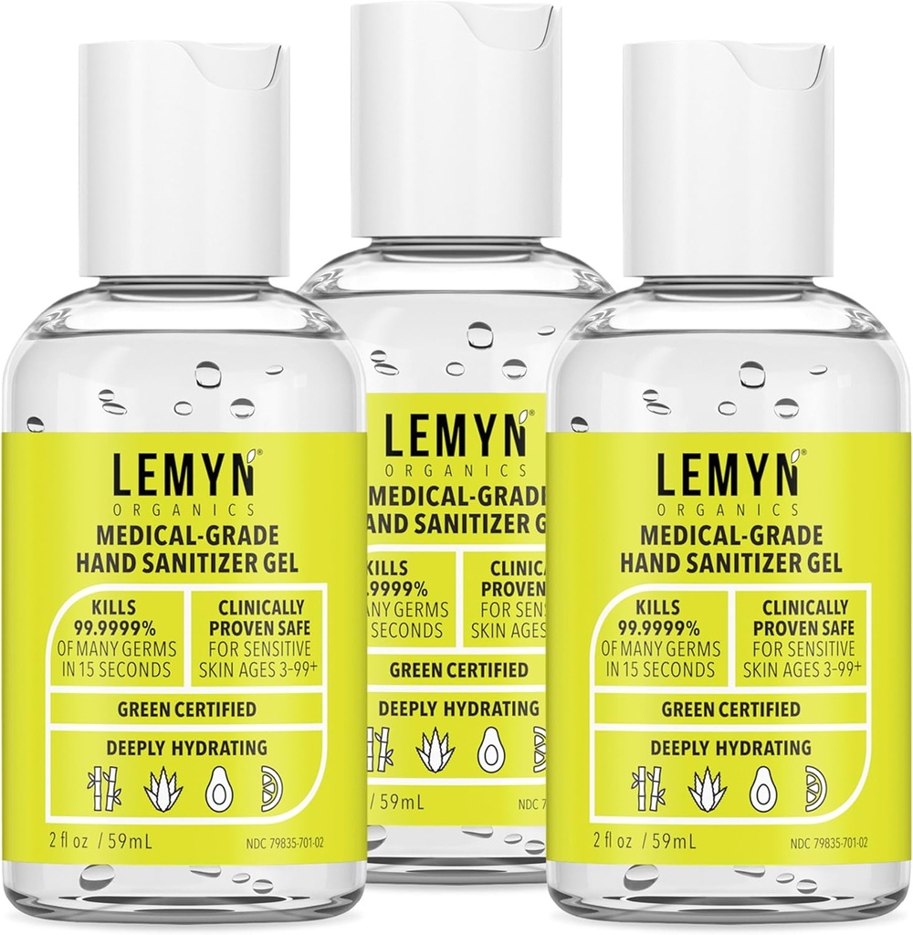 Sanitizer Gel Tingkat Medis - 97% ORGANIC - 2 FL.OZ. Pack 3