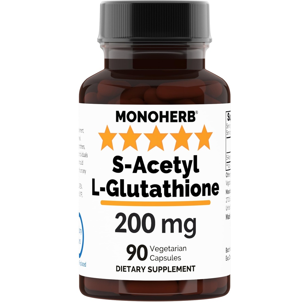 MONOHERB S-Acetyl L- glutathione 200mg - 90 Vegetarian Capsules