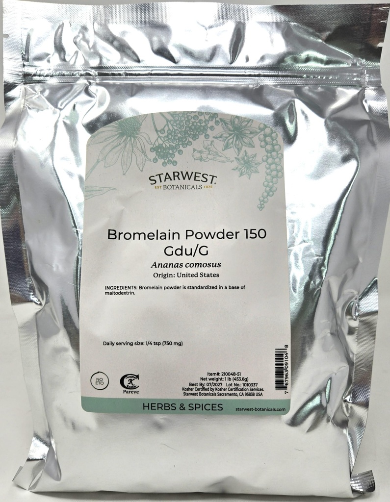 Bromelain Powder 150gdu - Anana comosus, 1 lb, (Botanicals Starwest)
