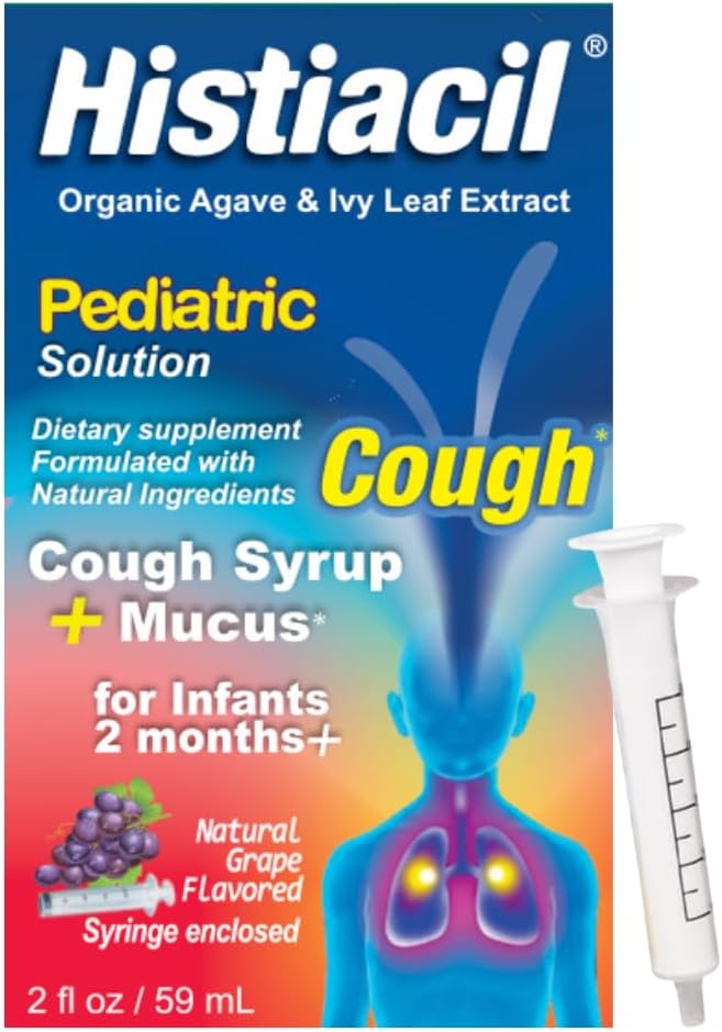 Histiacil Organic Agical Averatric Formula Mumula untuk Anak-anak Mucus Grape Flavor, 2 fl oz