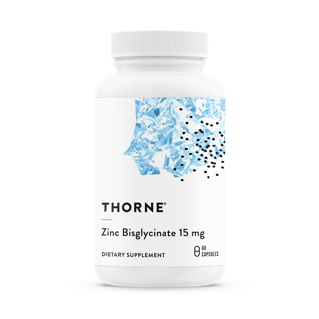 THORNE - Zinc Bisglycinate 15 mg - Sangat Absorbable Zinc Suplemen - Support Immune System, Eye, Skin & Reproduction Health * - Third- Party Cerated - Gluten, Dairy & Soy- Free - 60 Capsules