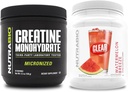 NuttraBio Creatine Monohydrate, Unflafeted, (150 g) dan Clear Whey Protein Isolate, (Watermelon Breeze) Persediaan Bundle - Muscle Energy, Maximum Growth, Recovery, and Energy