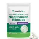 NAD Nicotinamide Riboside Resveratrol 900mg, Tambahan NAD Dukungan Kesehatan Sel, Anti- Aging, Energi, Fokus - 80 Kapsul
