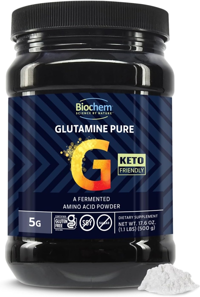 Bilochem Glutamine Pure Powder - Farmasi-Grade L- Glutamine untuk Pemulihan Post Workout - Vegan, Gluten- Free, Keto - Pasokan Tesis Otot, Kesehatan Imune, Energi - 5g per Serving, 17.6 oz