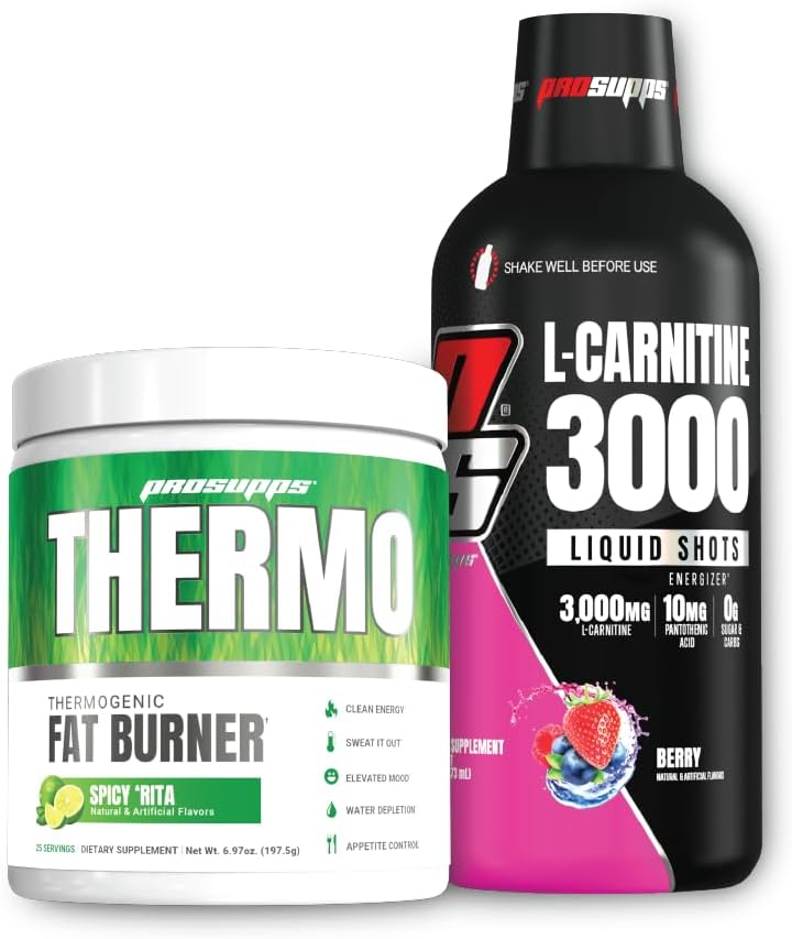 PROSUPPS Thermo Fat Burning Thermogenic Powder Rita dan 3000 L- Carnitine Berry - Berat Manajemen dan Pra Workout - Energi, Mood, Appetite Control -