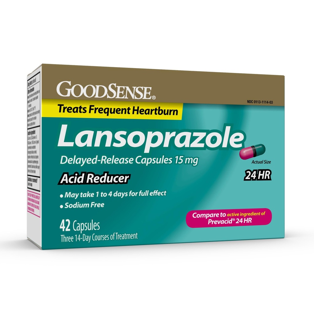 Good Sense Acid Reducer Lansoprazole Delayed Rilis Capsules, 15 mg, 42 Count