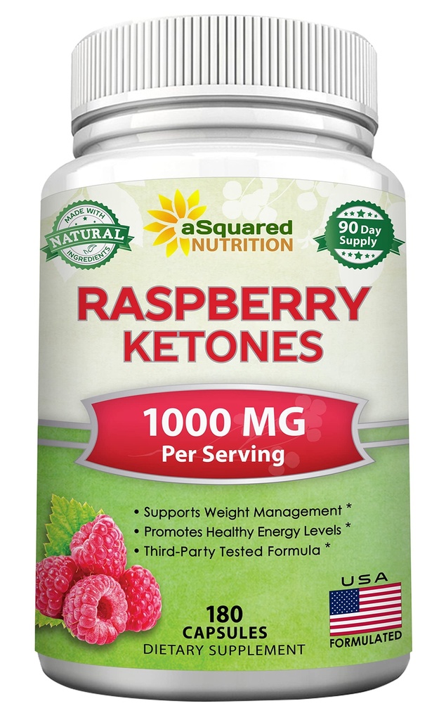 ASquared Nutrition Natural Raspberry Ketones 1000mg - 180 Capsules-Weight Looss Suppresan Max Plus Appetite Suppresan Pil, Premium Lean Health Pooder ke Boost Pure Energy & Metabolisme
