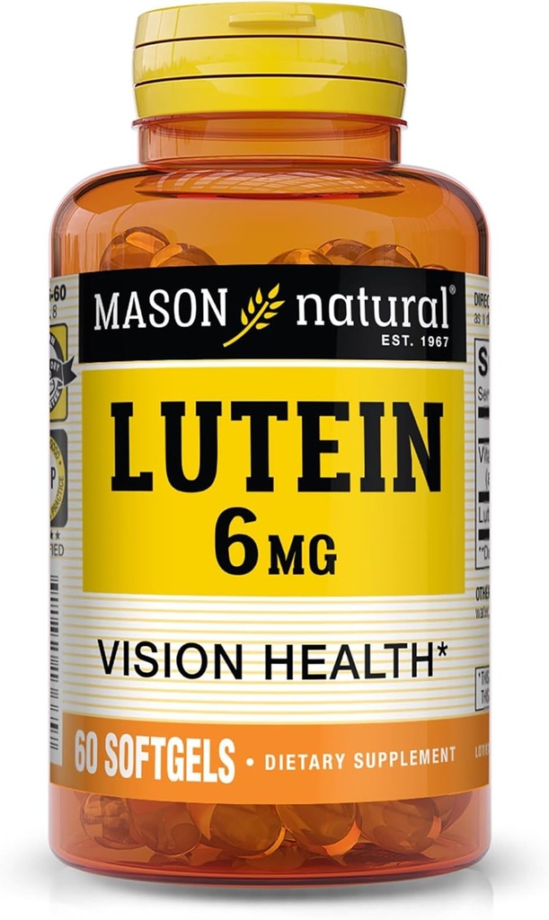 Mason Natural Lutein 6 mg with Vitamin E, 2 Month Supply, Healthy Vision & Eye Fungsi, Mendukung Kesehatan Mata Normal