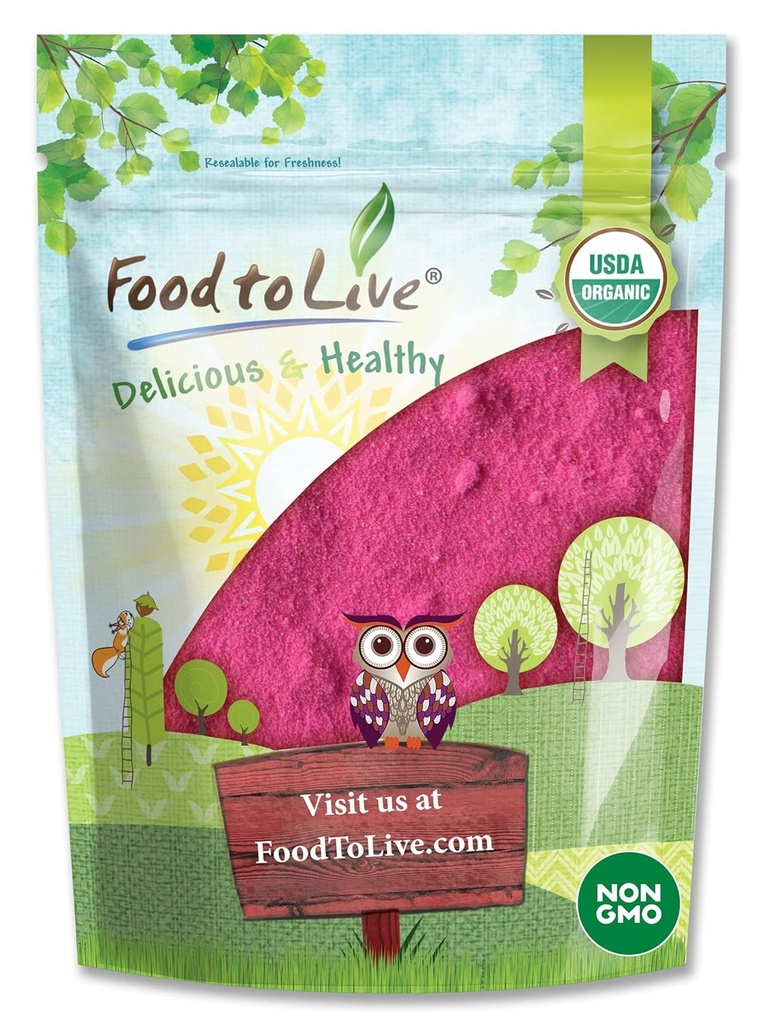 Makanan untuk Powder Buah Naga Organik Hidup, 1,5 Pounds - Non- GMO, bubuk Red Pitaya, Vegan, Bulk. Berisi Maltodextrin. Kaya di Antioksidan, Fiber, Vitamin C. Sempurna untuk Shakes, Smoothie Bowls