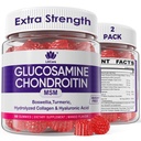 Glucosamine Chondroitin Gummies, Sugar Free Glucosamin Chondroitin MSM Suplement, Extra Kekuatan dengan Boswellia Turmeric, Collagen Hidrolyzed & Hyaluronic Acid, Bone Health for Men & Women & Women, 120 Cts
