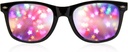 GloFX Black Frame Star Distraction Glasses - Laser Edled for Staunning Starburst Light Effects, Flexible & Durable, Perfect for Raves & vourals
