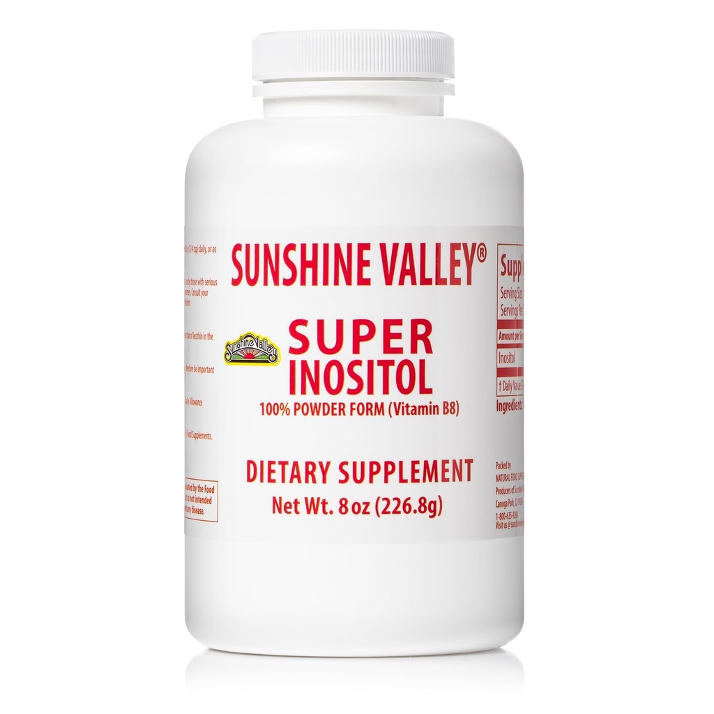 Sunshine Valley ® Super Inositol, Vitamin B8 Beat Dieter Suplement, Suplemen Fertilitas Alam PCOS, Keseimbangan Hormonal & Sehat Ovarian Fungsi Dukungan - 8oz