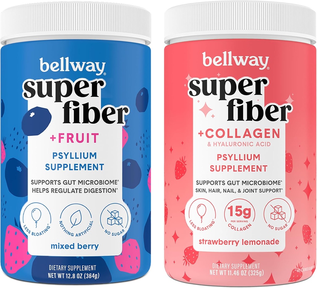 Bellway Super Fiber Powder + Fruit, Campuran Berry Super Fiber Powder + Collagen, Strawberry Lemonade