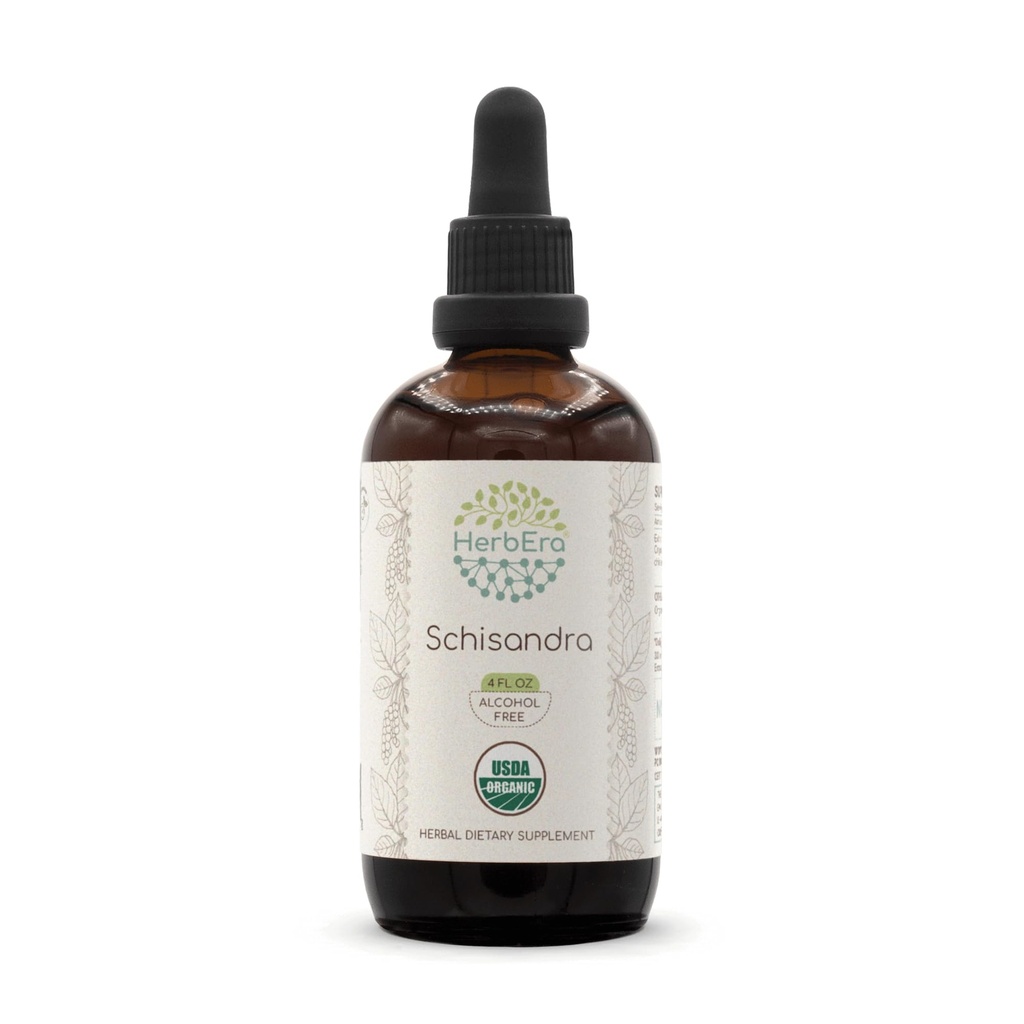HerbEra Schisandra B120 USDA Organic Tincture 124; Alcohol-Extract Bebas, Tinggi Potency Herbal Drops, Suplemen Liquid 124; Certifikasi Organik Schisandra (Schisandra Chinensis) Died Berry (4 oz)