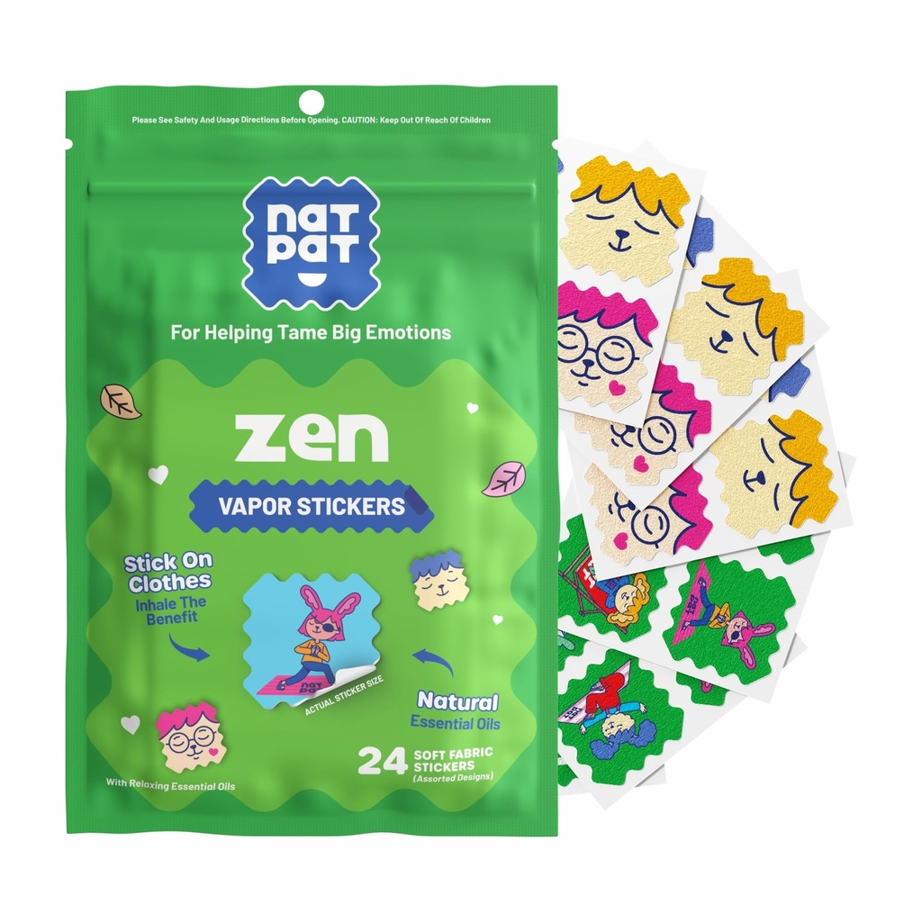 NATAT Zen Patch Mood Calming Stickers for Kids and Adults - Chemical and Drug Free, Mood Support for Relation, Calm and Emotion Regulation - BuzzPatch Natural Patch (24 Pack)