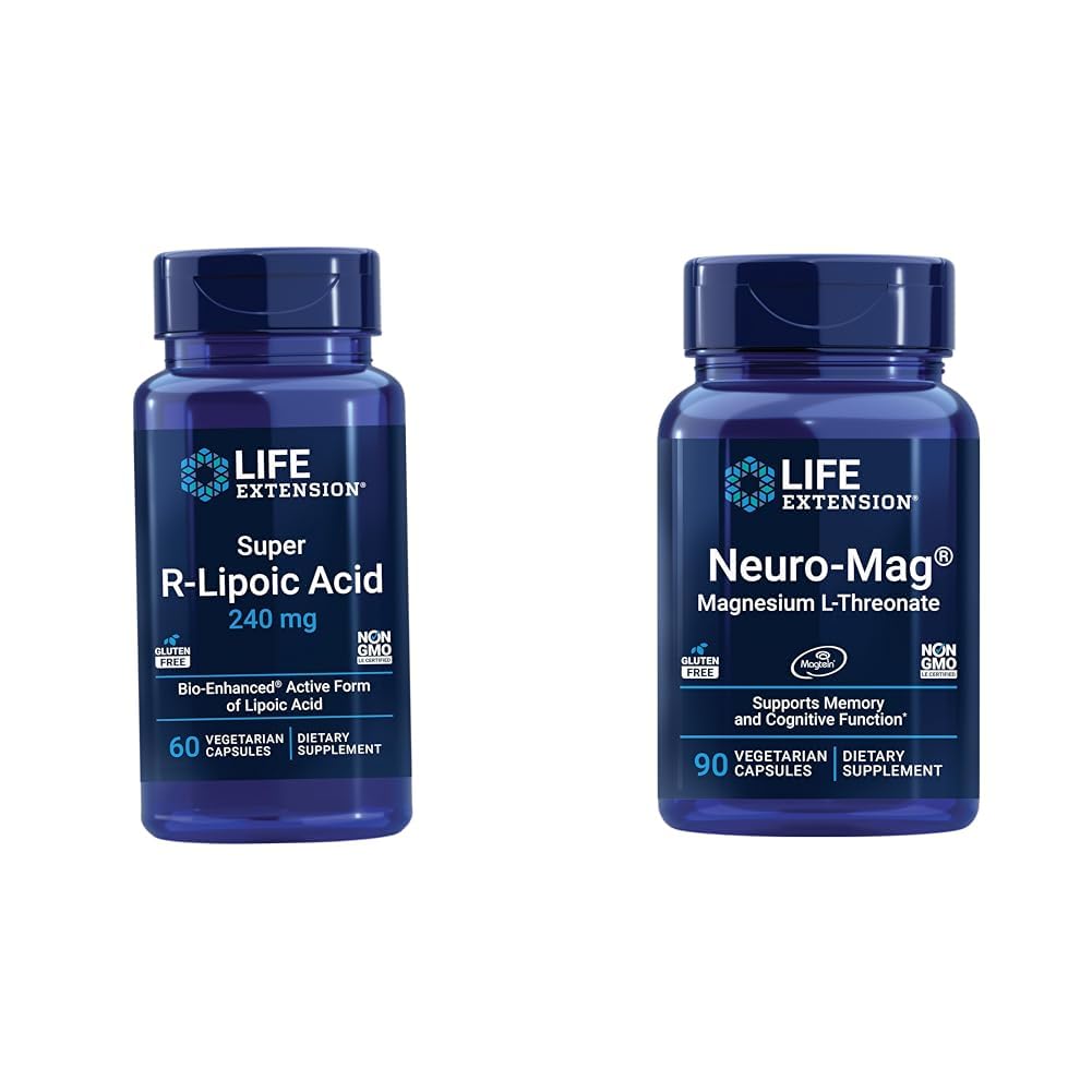 Ekstensi Hidup Super R- Lipoic Acid - Tambahan Panjang Umur untuk Pertahanan Stress Oxidative & Neurro- Magnesium L- Tiga, Magnesium L- Tiga
