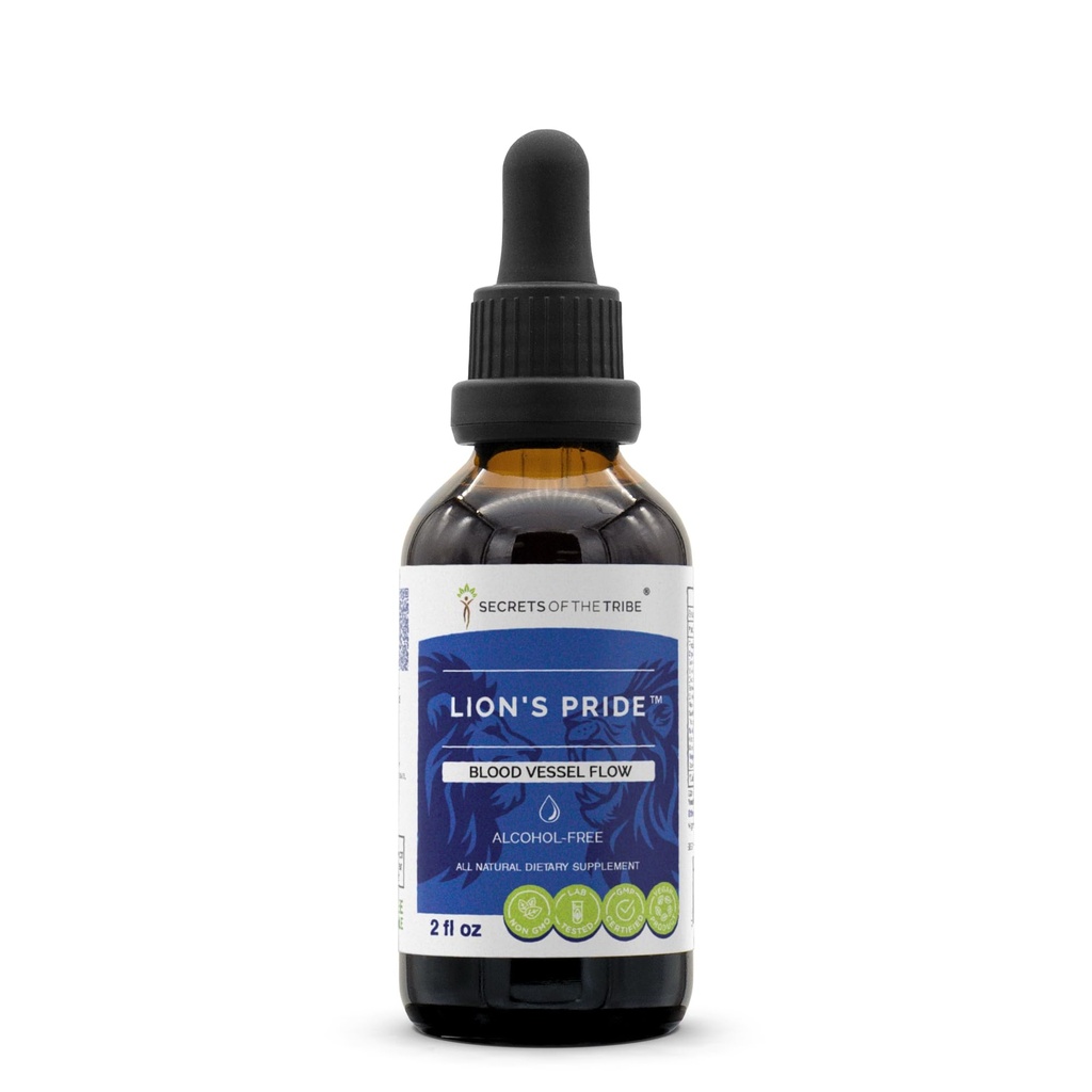 Rahasia Suku - Singa 's Pride, Blood Vessel Flow, Herbal Suplemen Blend Drops Alcohol- Free Liquid Extract (2 Fl Oz)
