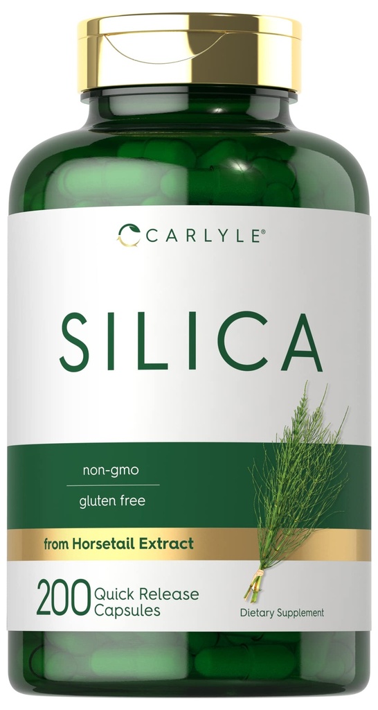 Carlyle Silica Suplemen Kapsul 124; 200 Count 124; dari Horsetail Extract 126; Non-GMO & Gluten Free