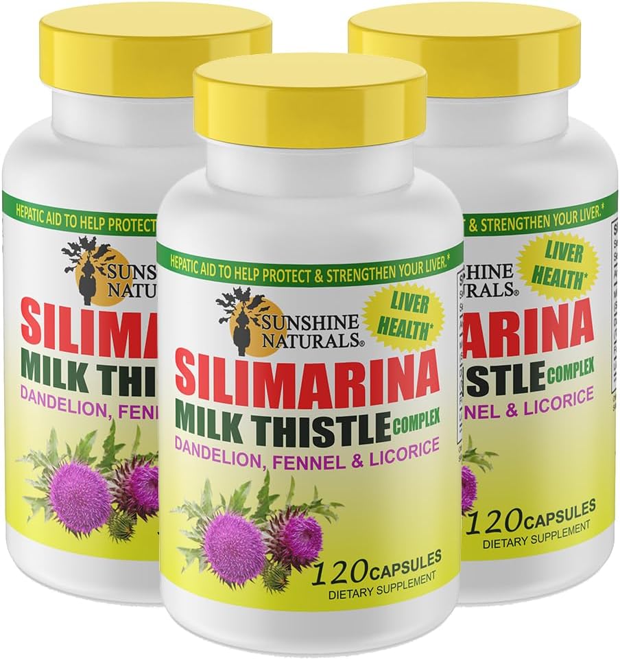 Sunshine Milk Thistle Complex. Dukungan Kesehatan Hati, Detoksifikasi, Pertahanan Antioksidan, dan Peningkatan Fungsi Hati Alam. Promoses Digetical Health. 600 mg. 120 Capsules. Paket 3.