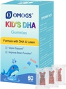 DHA Blueberry Flavored Gummies Anak-anak, dengan Lutein, Omega-3 & Vitamin C Algae DHA, untuk Kesehatan Mata, Kesehatan Otak & Kebal, Gluten Bebas, Vegan, 60 Gummi.