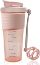Protein Shake Bottle, Botol Blender Olahraga untuk Campuran Protein dengan Whish Ball, Mixer Bottle, Portable Pre Workout Whey Protein Shake Cup Midnight Pink