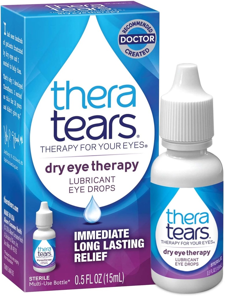 TheraTears Dry Eye Therapy Eye Drops Bundle dengan 1.0 Fl Oz dan 0.5 Fl Oz Bottles