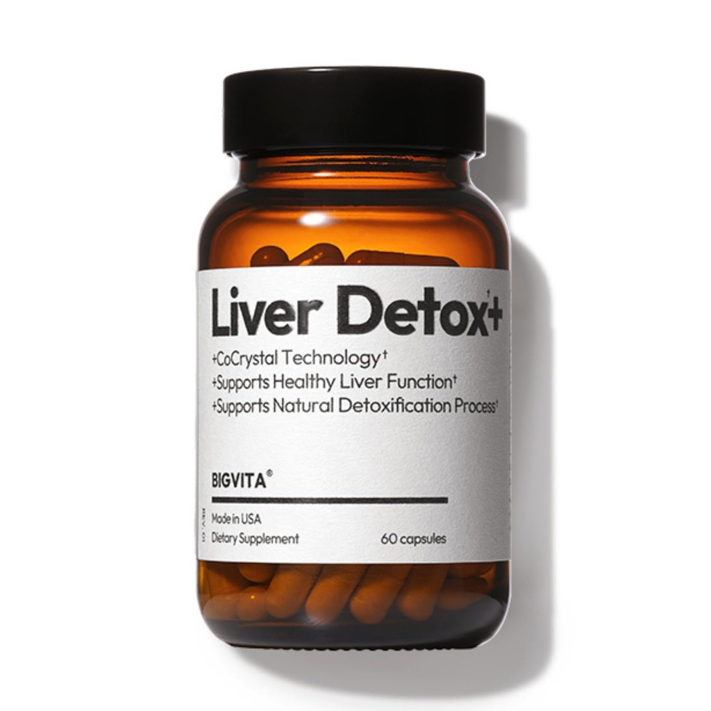 BiGVITA CoCrystal Liver Detox + Nas 124; 16x Absorpsi dengan Cocrysta ™ Silybin 124; Glutathione, Turmeric, Selenium, Milk Thistle 124; Detox & Repair Formula for Energy, Daily Liver Health - 60 Capsules