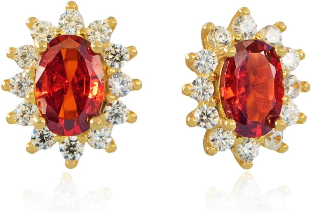 14K Yellow Gold PIated 925 Sterling Silver Cubic Zirconia Earrings for Women