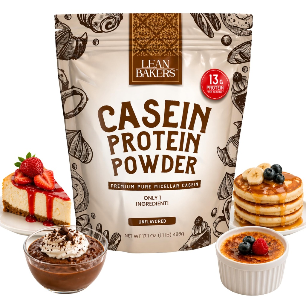 Casein Protein Powder, Pure Mibasement Casein, Gluten Free, untuk Baking High Protein Low Calorie Snacks, tidak ada pemanis, 1.1lb