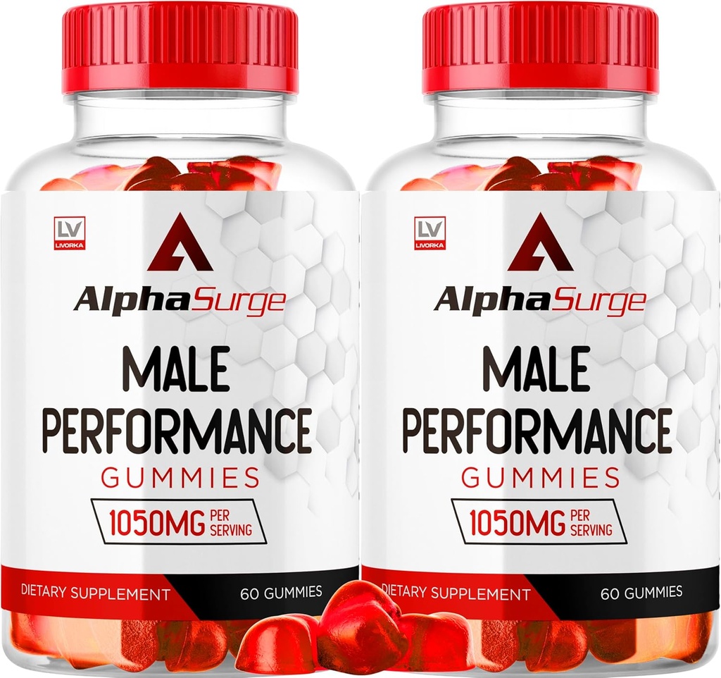LIVORKA Alpha Surge for Men - Alpha Surge Gummies for Male, Alfa Surge Gummies 1050mg, Alpha Surge XL Gummie, Alfa Surge Gummies, Alpha Sugre Male, 120 Gummies selama 2 Bulan