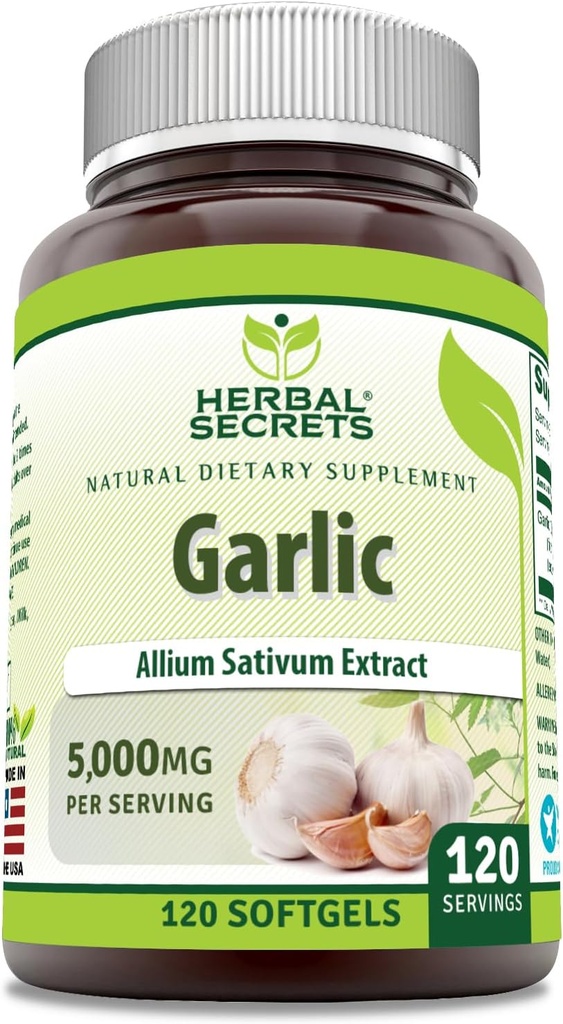 Suplemen Bawang Bawang Herbal: 124; 5000 Mg Per Serving 124; 120 Softgels 134; Non-GMO 124; Gluten Free 124; Dibuat di USA